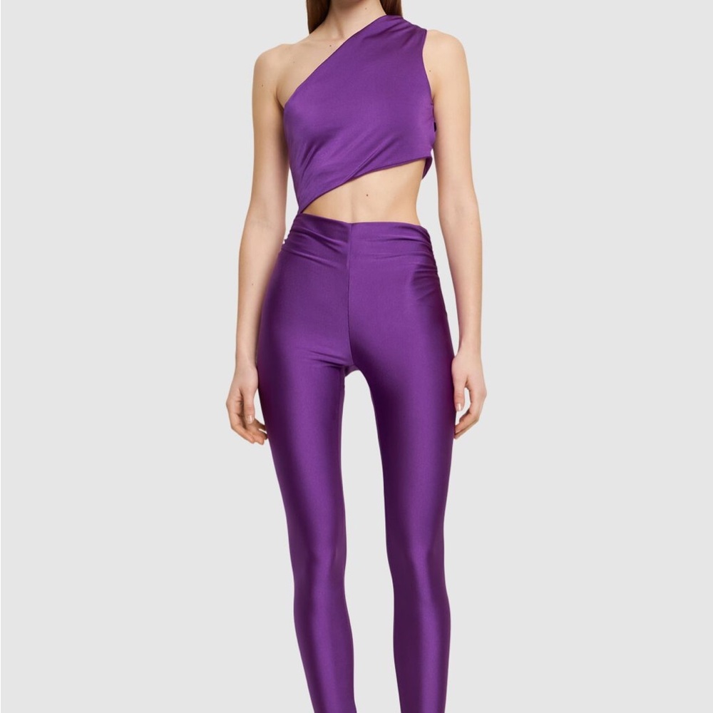 Purple One-Shoulder Cutout Jumpsuit